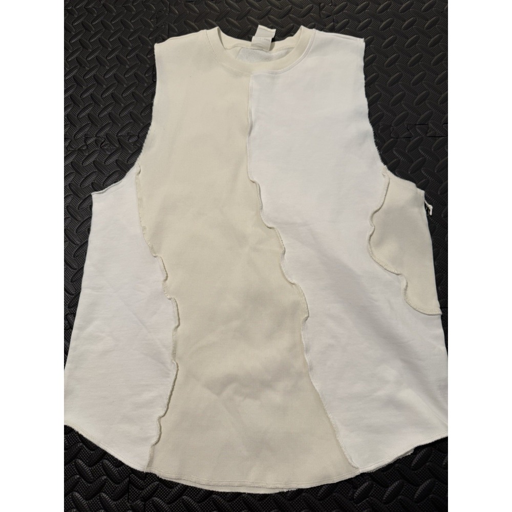 Rare/Self Ivory Sweater Top Sz 4 Patchwork Deconstructed Asymmetrical Architect - Picture 4 of 9